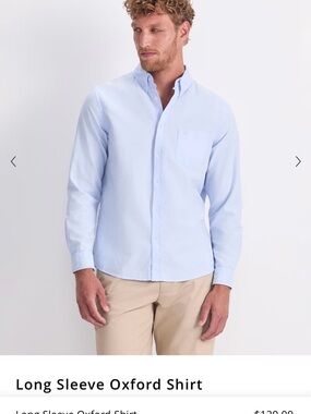 Sportscraft Long Sleeve Oxford Cotton Button Down Regular Light Blue Shirt  L